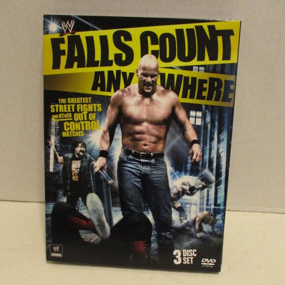 WWE WWF Falls Count Anywhere Wrestling Steve Austin 3 disc DVD Set - Picture 1 of 6